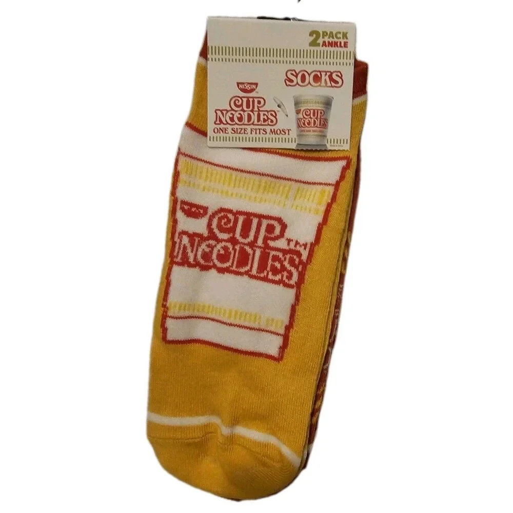 Nissan NOODLE Socks Ankle 2 Pairs Ramen Noodles Odd Sox Funny Novelty NEW NWT